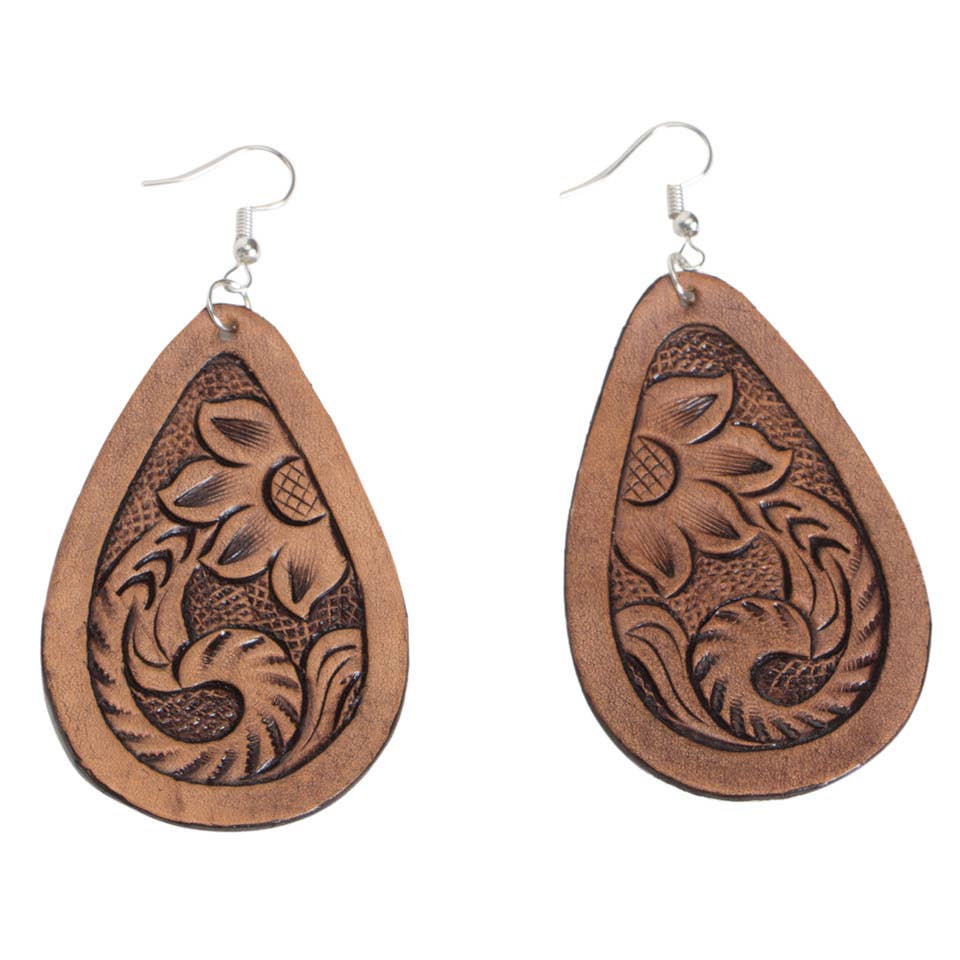 TE-01 - Tooled Pear Drop Earrings -Surgical Steel (Min 3pcs)