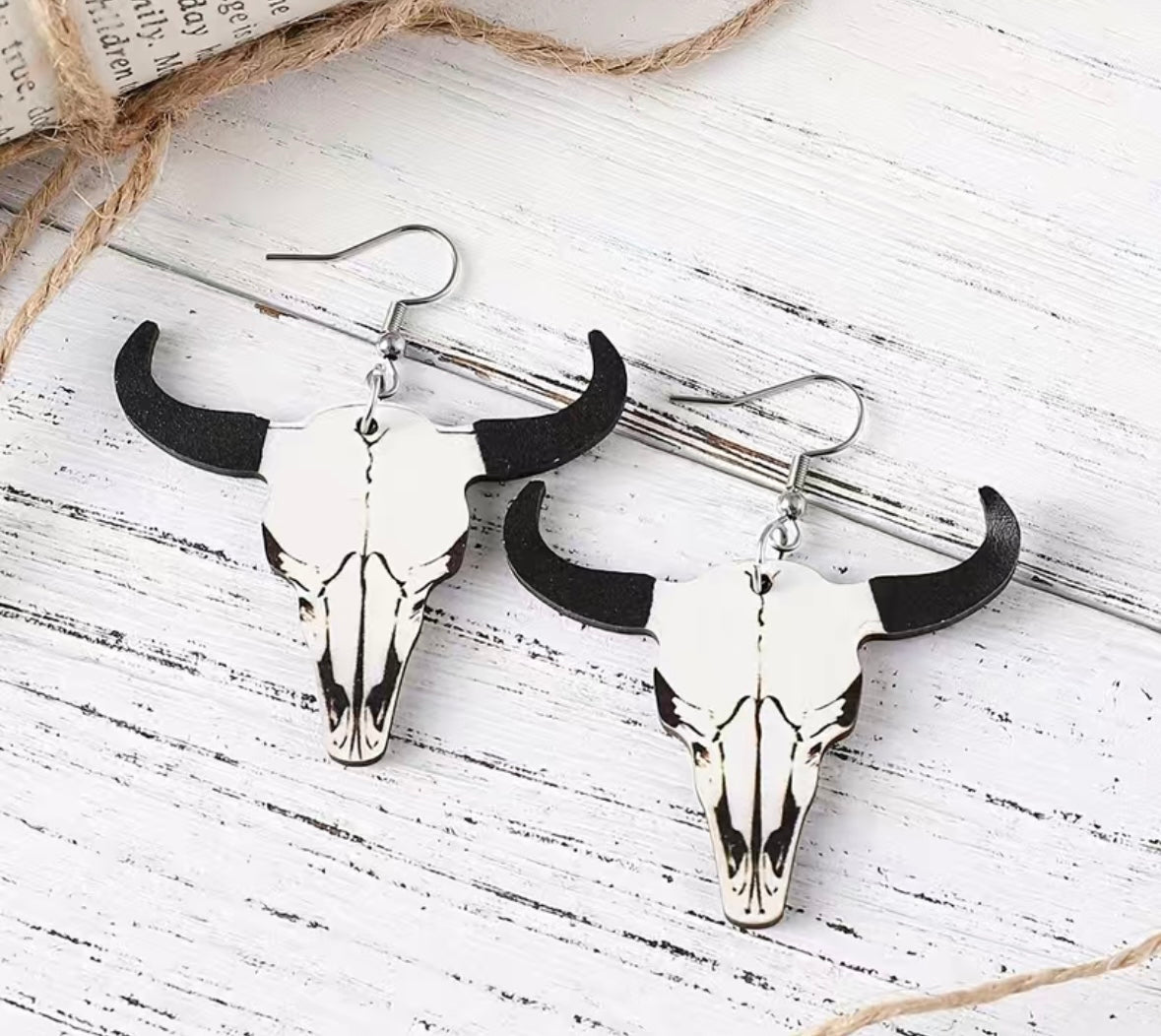 Bull Skull Drop Earring