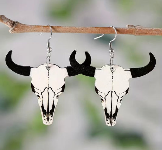 Bull Skull Drop Earring