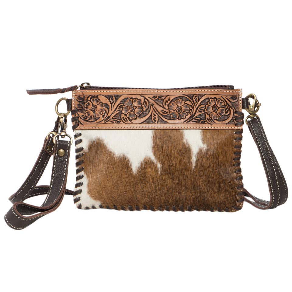 Tooling Leather Cowhide Small Clutch Bag - AC43 - Volcan