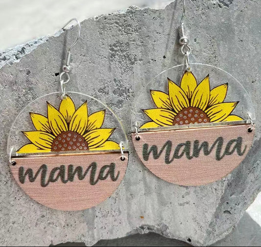 Mama Sunflower Drop Earrings