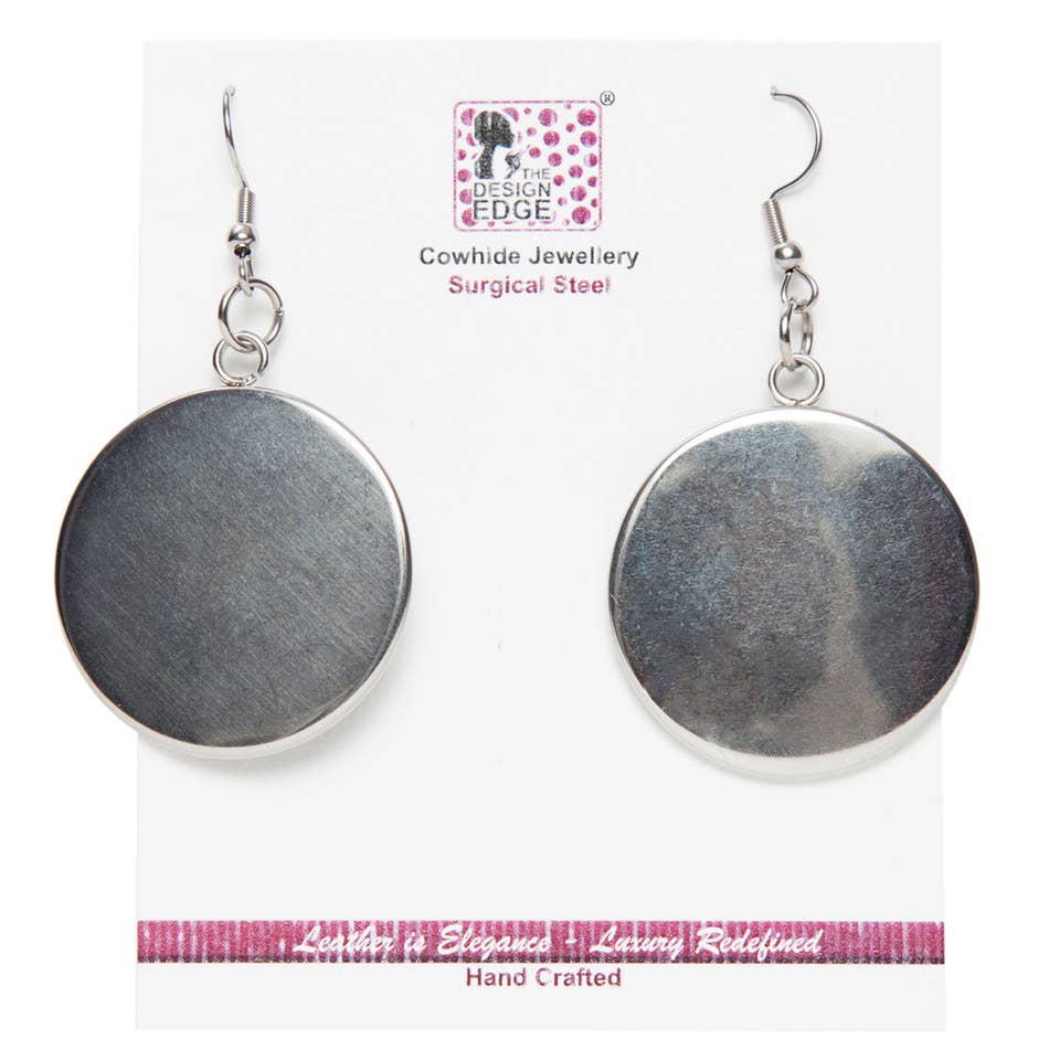 Sudan - Round Drop Hairon Earrings - Cowhide Surgical