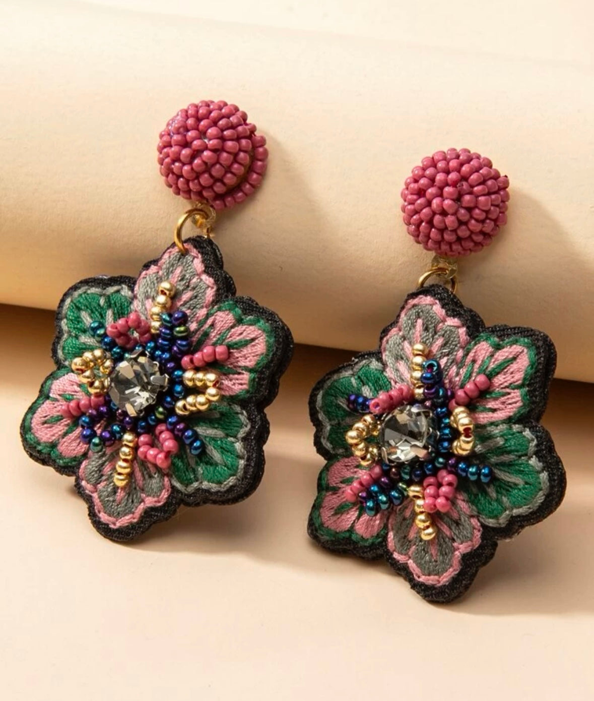 Beaded Flower Earrings