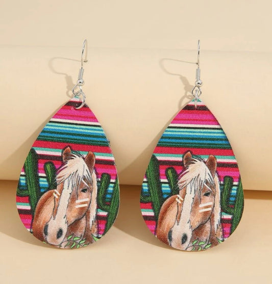 Southwestern Horse Drop Earrings